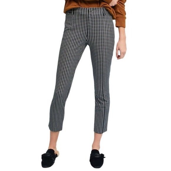 Anthropologie Black Plaid The Essential Slim Crop Pants - Picture 1 of 6